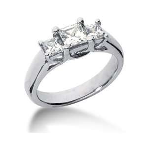   Three Stone Princess Cut Diamond Ring in Platinum SZUL Jewelry