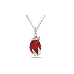    Pear Shaped Ruby and Diamond Pendant in White Gold Jewelry