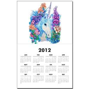 Calendar Print w Current Year Unicorn in Flowers