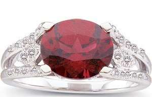   Red Rhodolite Garnet Ring   Fancy Diamond Encrusted Band(4.5) Jewelry