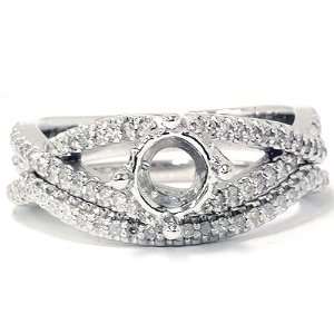  .60CT Diamond Engagement Wedding Ring Set 14K White Gold 