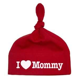 So Relative Red Knotted Baby Infant Hat Cap   I Love (Heart) Mommy 