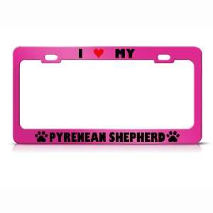 Pyrenean Shepherd Paw Love Heart Pet Dog Metal License Plate Frame Tag 