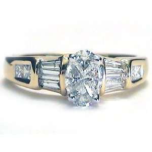  .80 ct Oval/Trillion Diamond Engagement Ring 14k gold 