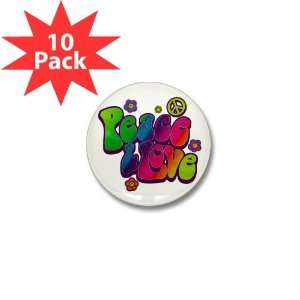  Mini Button (10 Pack) Peace And Love 