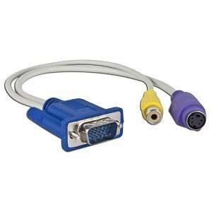  12 15 pin VGA (M) to S Video (F) & Composite RCA (F) Video Cable 