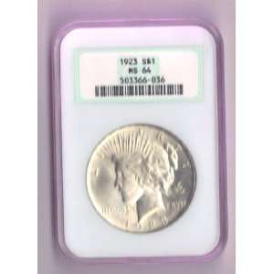  1923 P Peace Silver Dollar MS 64 Graded by NGC Slabbed 