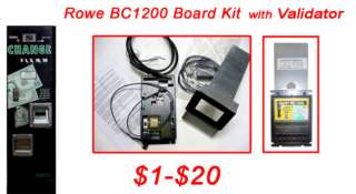 Rowe BC1200 $1 $20 Dollar Bill Changer Update Kit with Validator 