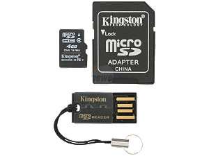 Kingston 4GB Micro SDHC Flash Card Bundle Kit (with a full size SD 