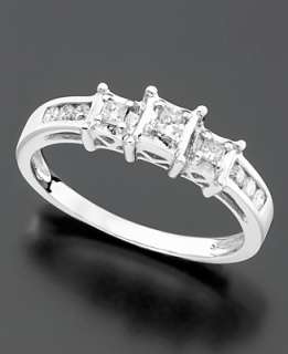 Diamond Ring, 14k White Gold Three Stone Diamond (1/4 ct. t.w 