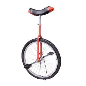  Deluxe 24 Wheel Unicycle   Red Frame w/ Stand Sports 
