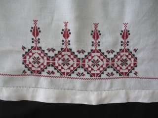 Vintage Hand embroidered cross stitch tablecloth 52x54  