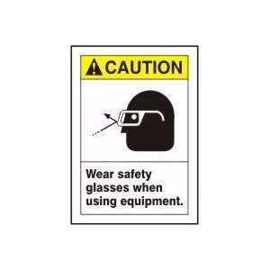   GLASSES WHEN USING EQUIPMENT (W/GRAPHIC) Sign   10 x 7 Plastic Home