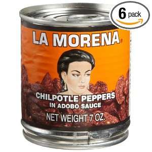 La Morena Chipotle Peppers in Adobo Sauce, 7 Ounce Tins (Pack of 6)