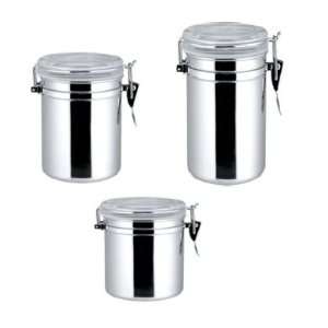   Set of 3 Stainless Steel & Acrylic Air Tight Canister
