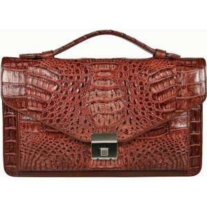  Genuine Alligator Leather Mans Handbag / Gun Bag Brown 