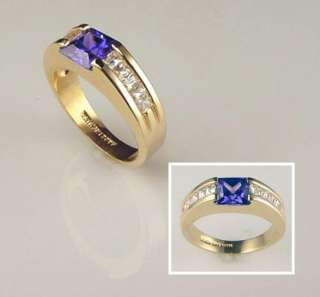 14k Gold Ep Amethyst Sim. Ring W/ Cz Accents   Size 5  