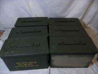 LOT OF 6 EMPTY MILITARY AMMO BOXES CANS FOR 1000 CRTG 9MM BALL M882 