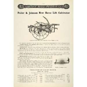  1912 Ad Antique Fuller & Johnson New Horse Lift Cultivator 