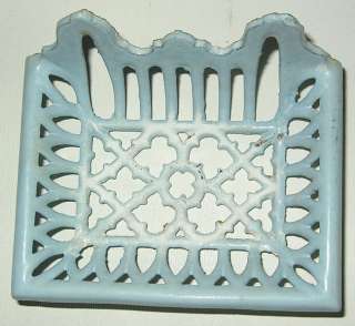 Antique Blue Enamal Cast Iron Art Deco SOAP DISH Holder  