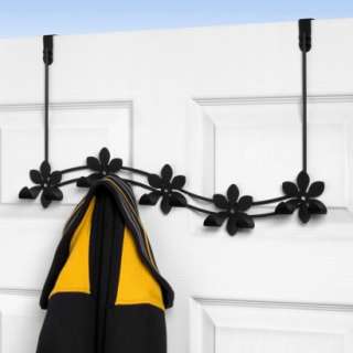 Spectrum Flower Over the Door 5 Hook Rack   Black product details page