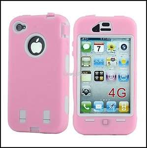 New Pink Heavy Duty Case Cover For Apple iPhone 4 4G  