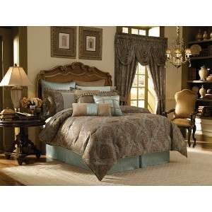   Home Laviano Aqua California King size 4 piece Comforter Set  