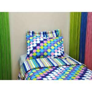Bacati   Dots/stripes Aqua/multicolor Twin Comforter Set  
