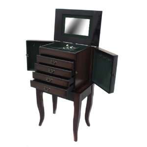  Hampton Wood Jewelry Armoire Cabinet with Mirror Side and 
