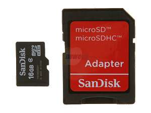 SanDisk 16GB Micro SDHC Flash Card w/ Adapter Model SDSDQM 016G B35A