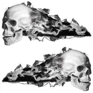  Gray Flaming Ripped Skull Decals Automotive