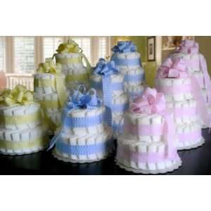    Classic Pastel Baby Shower Diaper Cake (3 Tier, Pink) Baby