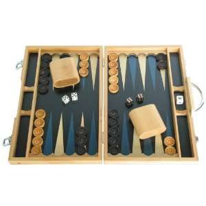  15 in. Wood Backgammon Set   Beechwood (Blue) Toys 