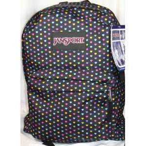   Superbreak Backpack. Black Mini Polka Dot Hearts