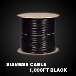 1000 Feet Coax Cable Black RG59 18 Gauge Siamese Cable  
