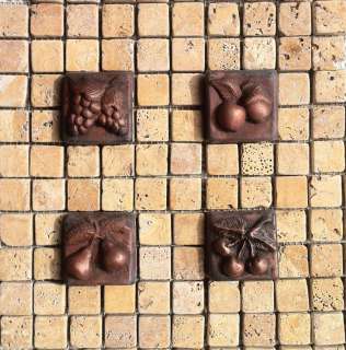 Copper Metal Resin Fruit Backsplash Tile Design  