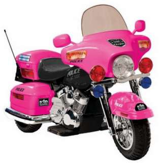   Toy Ride On Pink Police Motorcycle 12V Electric Toy Bike Battery Power