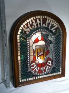 S11 SCHLITZ BEER SIGN LIGHTED BAR ADVERTISING BIG STAINED GLASS 