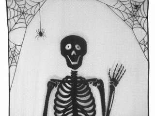 Halloween Skeleton Black Lace Scenic Window Curtain  