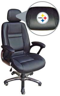 PITTSBURGH STEELERS BLACK LEATHER EXECUTIVE OFFICE CHAIR  