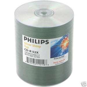 600 pcs Philips 52X CD R Blank Disc Media SHiny Silver  
