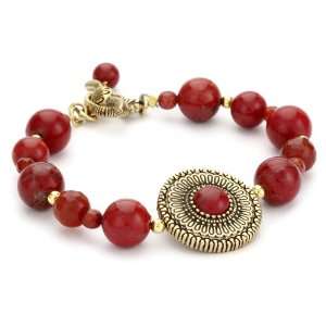  Bronzed by Barse Flameneo Red Howlite Beaded Bracelet Jewelry