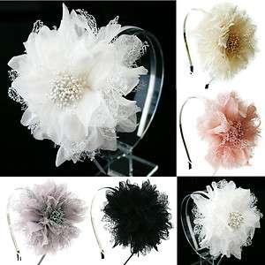 Celebrity Wedding Bridal Chiffon Floral Headband Fascinator Hair piece 