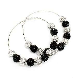  Basketball Wives Hoop Earrings   Multi Black and White 