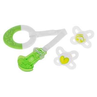 MAM 0+ Months Green Baby Pacifiers with Start Teether and Clip Set 4 