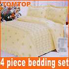 Bedclothes 4 Piece Beige Rose Floral Stain Cotton Bedding Comforter 