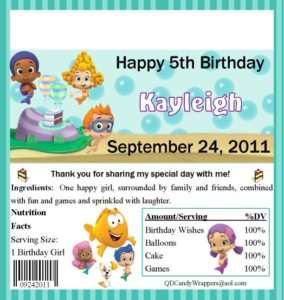 Bubble Guppies Candy Wrappers/Birthday Party Supplies  