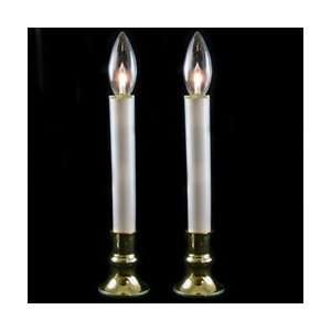   Candle Lamp with Brass Base, Battery Operated, 2 Pack