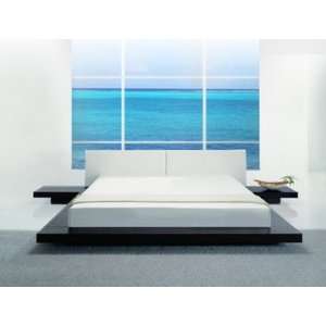   Low Profile Platform Bedroom Furniture Set with Built in Nightstands