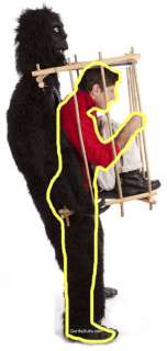 Gorilla Suit (mask, hands and feet), wooden cage, and supports for the 